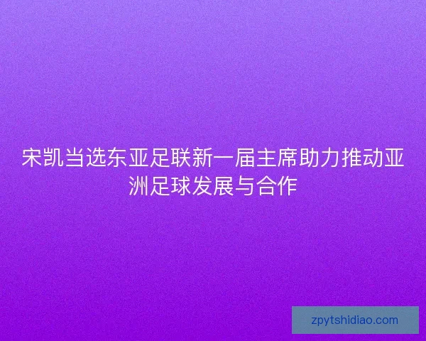宋凯当选东亚足联新一届主席助力推动亚洲足球发展与合作 宋凯当选东亚足联新一届主席助力推动亚洲足球发展与合作